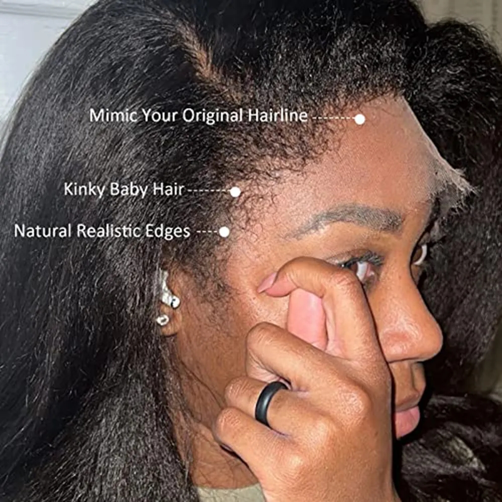 Kinky Straight Short Bob Wig 13x4 Lace Frontal Human Hair Wig with Baby Hair for Black Women Colored Yaki Straight Bob Wig