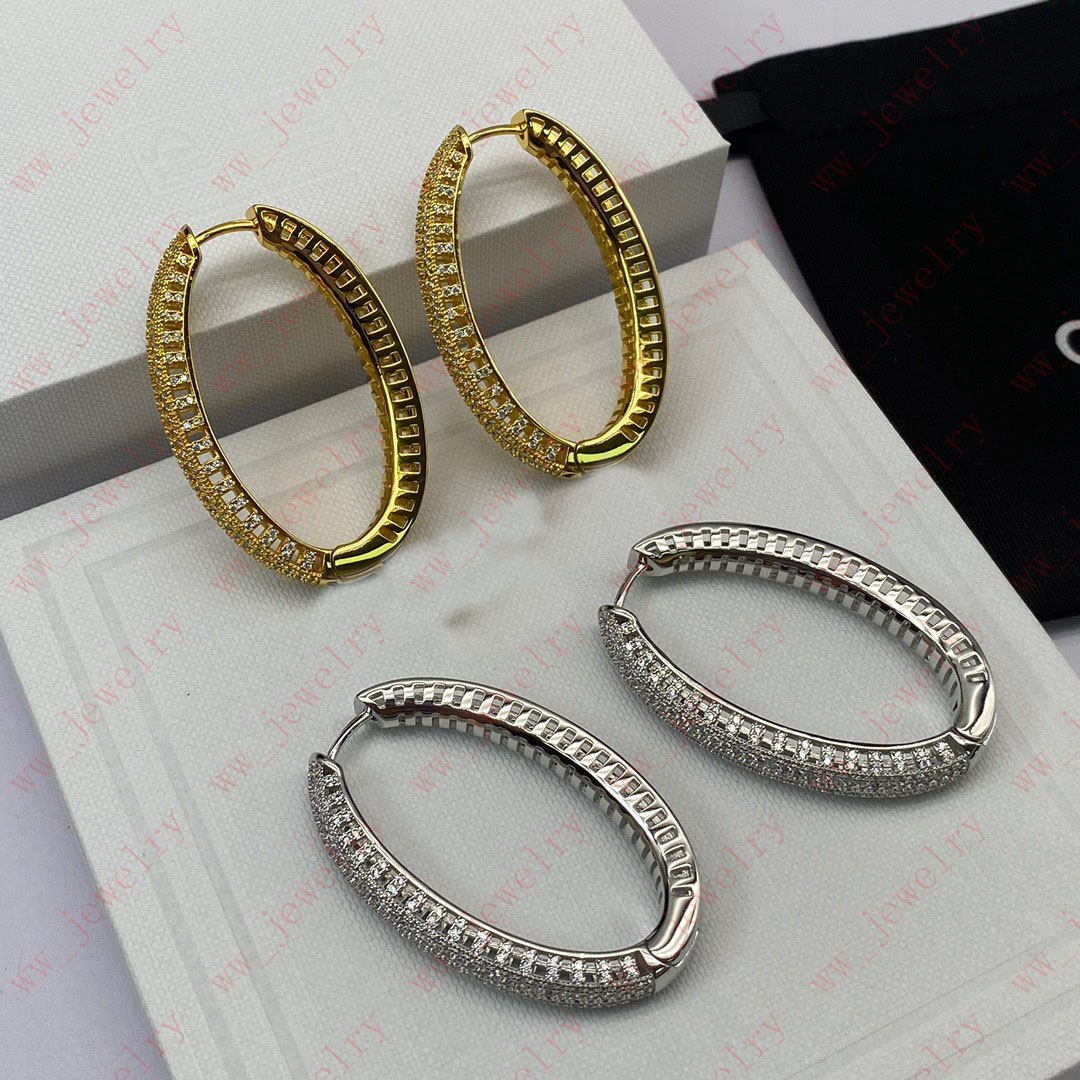 Designer | inlaid diamond U-shaped earrings, women's geometric oval super flash simple fashion earrings, gift party