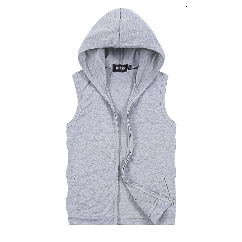 Men's Jackets Men's Sleeveless Hooded Jacket Zipper Control White Blue Grey This Coat Is Perfect for Spring Summer Fall 5xl 230721
