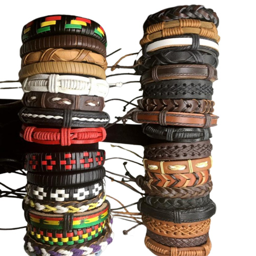 100pcs Mens Womens Vintage Genuine Leather Surfer Bracelet Cuff Wristband Fashion Jewelry Gift Bracelet Mixed Style Jewelry Wholes