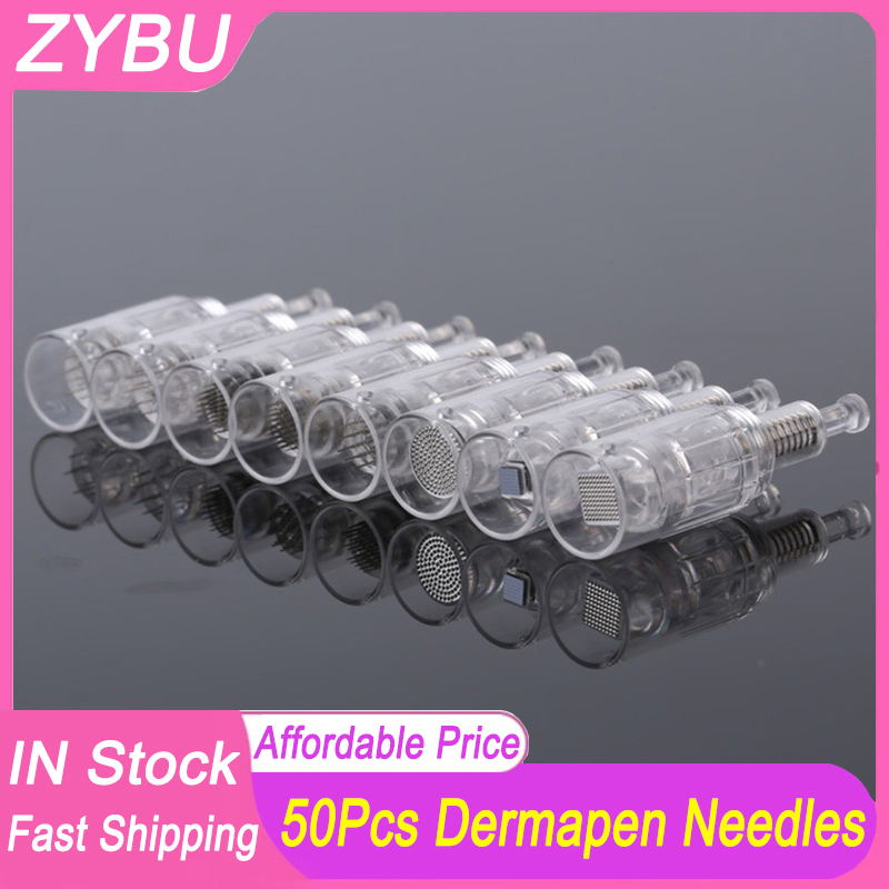50 Pcs Screw Needles Cartridges R 9/12/24/36/42 Pin Nano Tip For Derma Skin Pen Micro Tattoo Needles MTS Head Meso Therapy Microneedling Dermapen