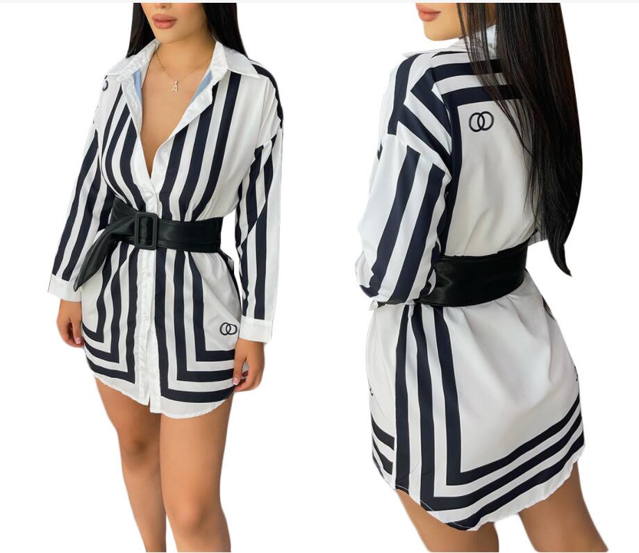for Luxury Letter Designer Print Shirt Dress Women Fashion Lapel Neck Long Sleeved Short Mini Dresses Clubwear Free Ship