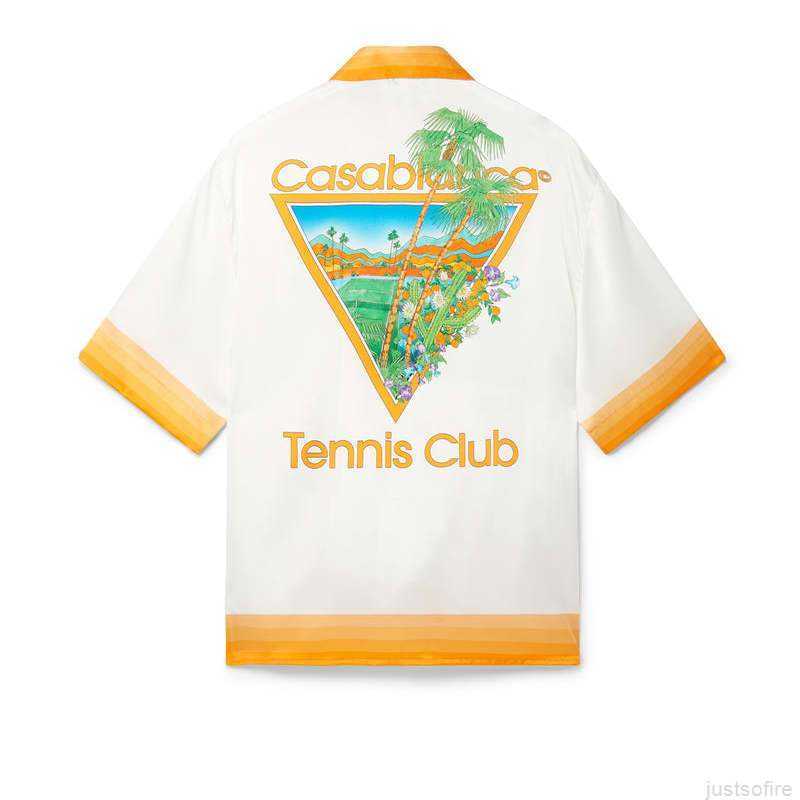 Casa Designer Fashion Clothing Shirts Tracksuits Casablanca 2023 Sicilian White Orange Cactus Tennis Court Men's Women's Hawaiian Short Sleeve Shirts