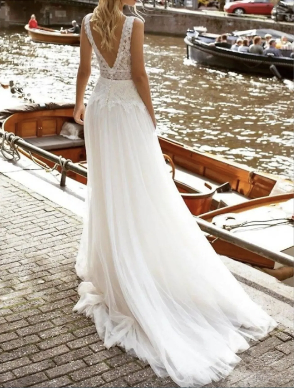 Beach Boho Wedding Dress Sweep Train A-Line Sleeveless V Neck Lace Appliques 2023 Bridal Gowns Sexy Robe De Mariee 0509