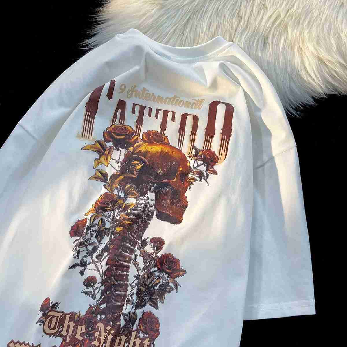 Designer Fashion Clothing Hip hop Tees Rock Tshirts Hk American Skull Cotton Short Sleeve T-shirt Men's and Women's Summer Fashion Oversize Loose 5/4 Sleeve Half Sleeve, White 250g heavy weight pure cotton
Designer Fashion Clothing Hip hop Tees Rock Tshirts Hk American Skull Cotton Short Sleeve T-shirt Men's and Women's Summer Fashion Oversize Loose 5/4 Sleeve Half Sleeve, White 250g heavy weight pure cotton