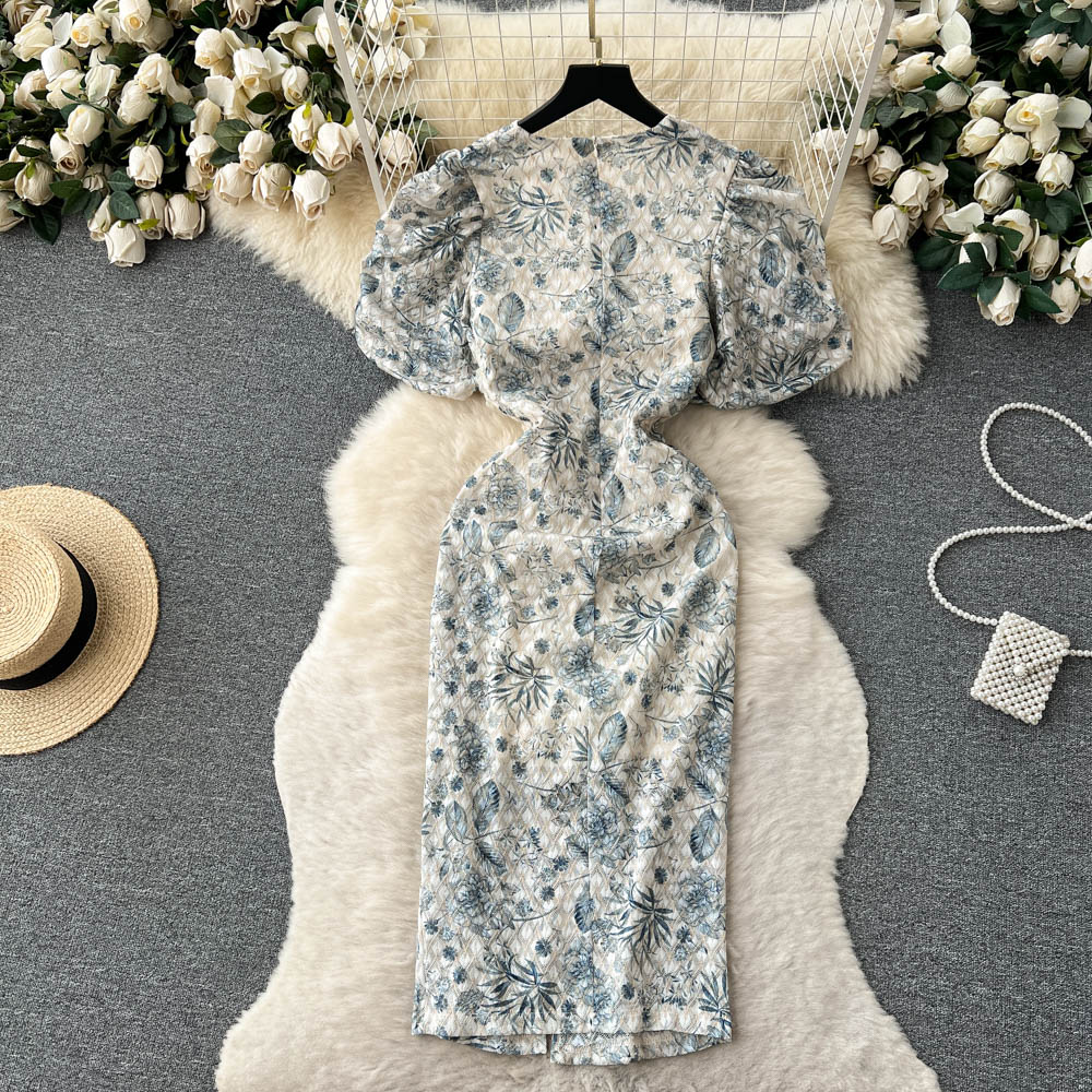 Basic Casual Dresses Women Embroidery Dress Festa High Quality Long Blue Wedding tail Party Robe Designer Lace Splicing Vestidos 2023