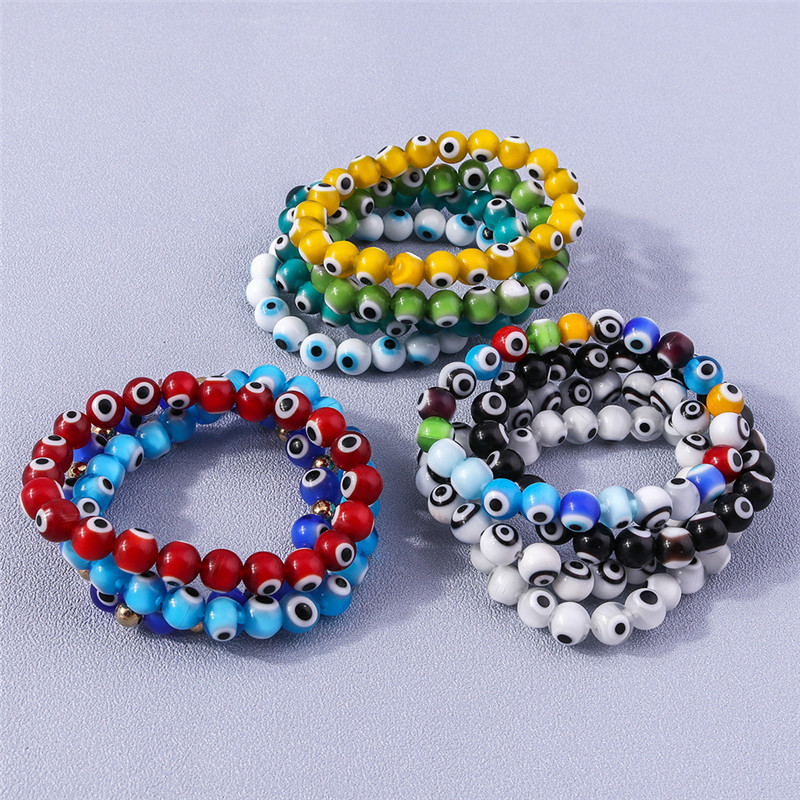 Turkish Lucky Blue Eye Bracelet for Women Men Handmade 8mm Evil Eye Charm Beads Bracelet Bangles Jewelry