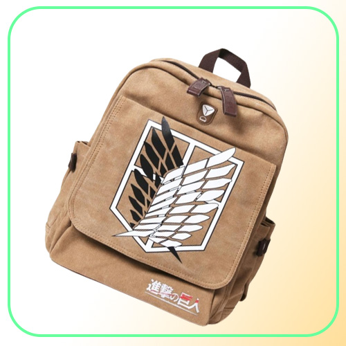 Attack on Titan Backpack Men Women Canvas Japan Anime Printing School Bag for Teenagers Travel Bags Mochila Galaxia LJ210203