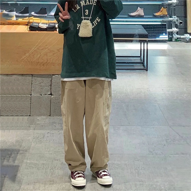 Women's Pants Capris Women Vintage Cargo Pants Harajuku Hip-Hop Solid Color Wide Leg Pants Streetwear Female Casual Drawstring Baggy Pants 230721