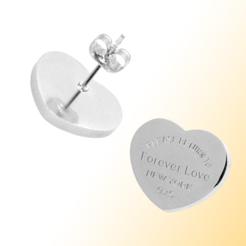 Whole Forever Love design Women stud Stainless Jewelry PLEASE TURN TO Heart charms 10MM 14MM Earring Silver gold rose