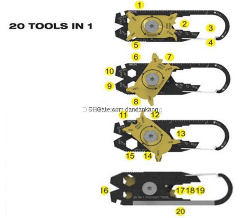 Gadget Portable EDC Portable Mini Utility FIXR 20 in 1 Pocket Multi Tool Keychain Outdoor Camping Key Ring new all in one tool