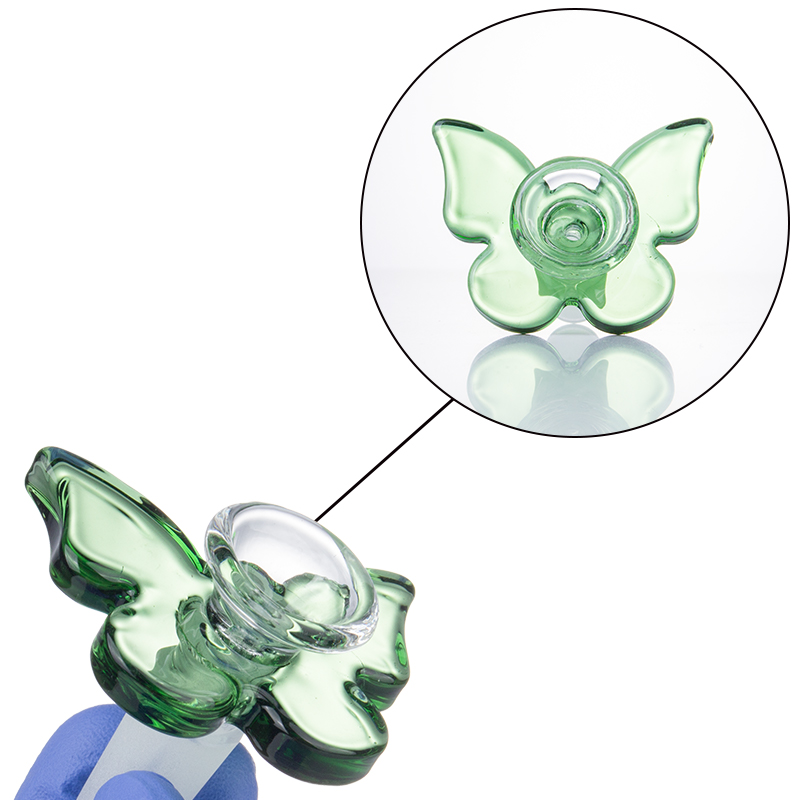 CSYC G101 Smoking Pipe Glass Bowl 14mm Male Butterfly Style Green Wide-Bore Bowls