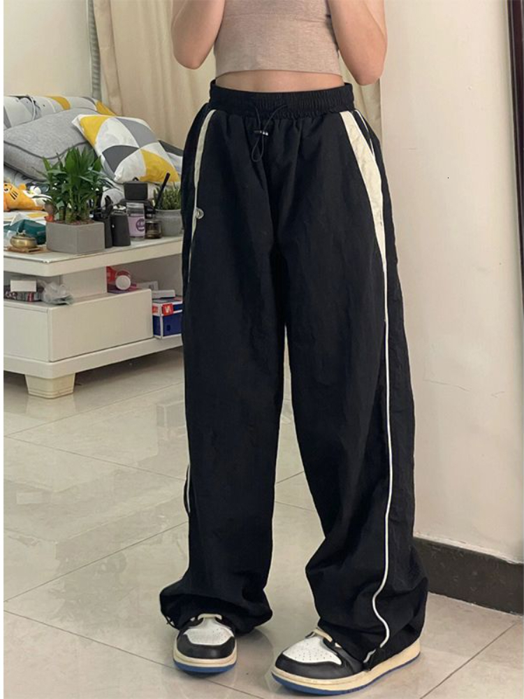 Women's Pants Capris HOUZHOU Casual Baggy Pants Women Vintage Oversized Hip Hop Joggers Harajuku Streetwear BF Female Sweatpants Wide Leg Trouser