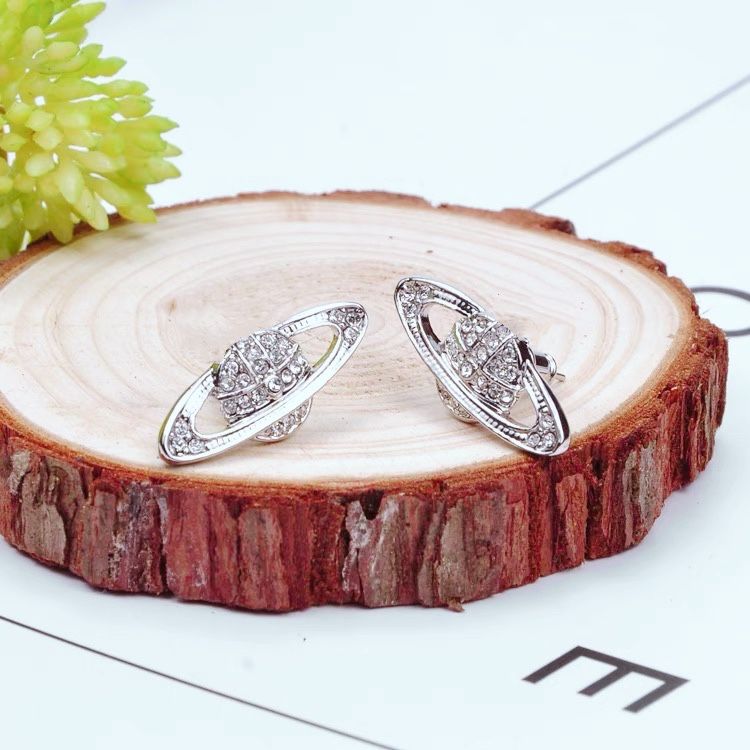 2023 New Fashion brand have stamps diamond stud earrings classic saturn Earrings punk jewelry for woman man lover gift with box