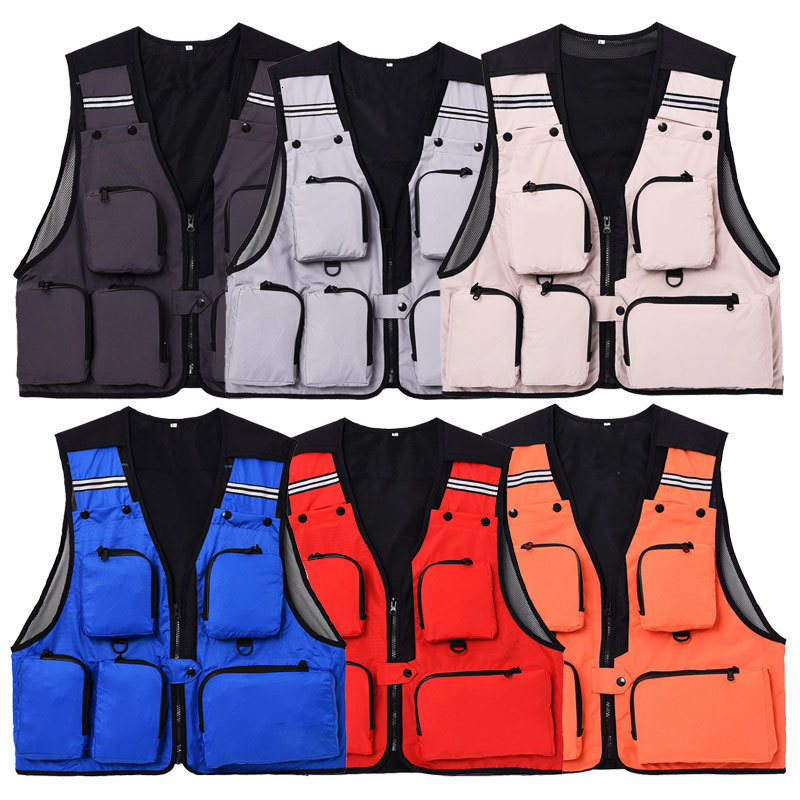 Men's Vests Summer Casual Mesh Multi Pocket Vest Men Outdoor Fishing Tool Vest Women Sleeveless Jacket Pographer Vest Hunting Waistcoat 230721