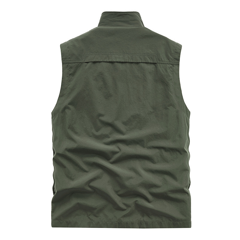 Men's Vests FOJAGANTO Men's Leisure Vest Solid Color Tooling Style Waistcoat Thin Fishing Hiking Multi-Pocket Casual Loose Vest for Men 2307