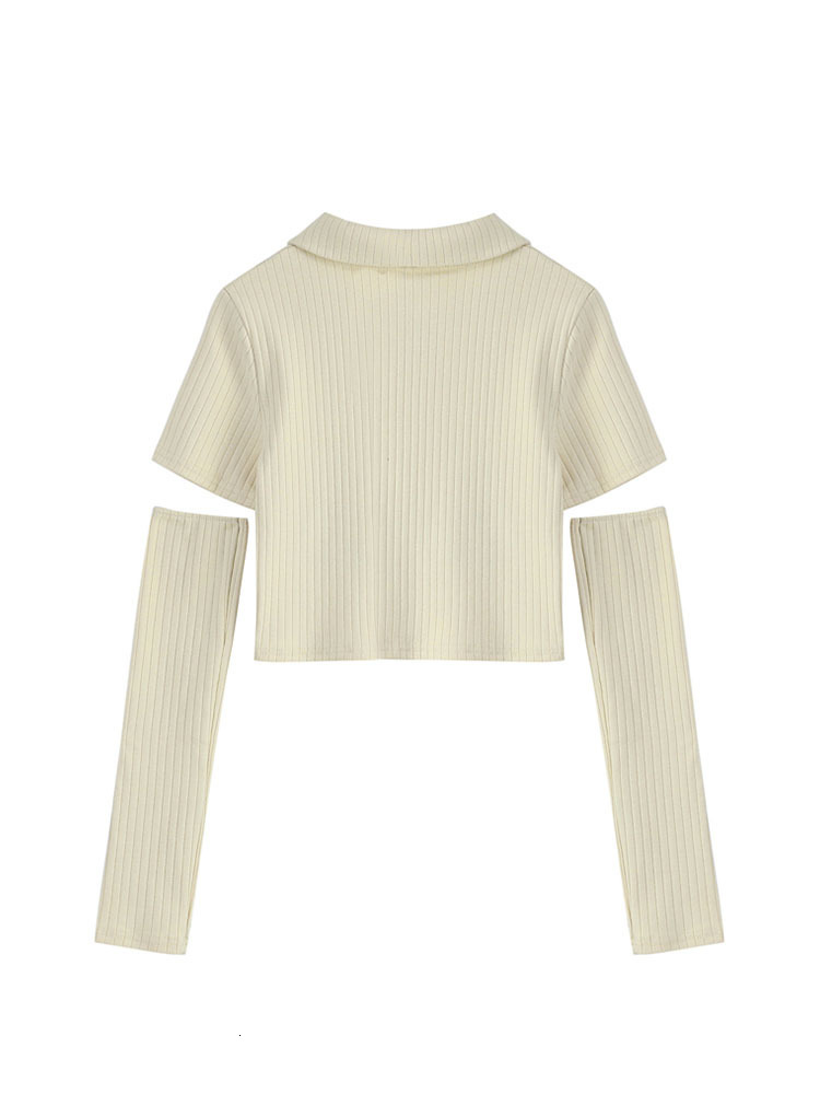 Women's T-Shirt Summer Fashion Casual Slim Kawaii Print Removable Sleeves Polo-Neck T Shirt For Women Streetwear Wild Basic Female Tees Top 23072