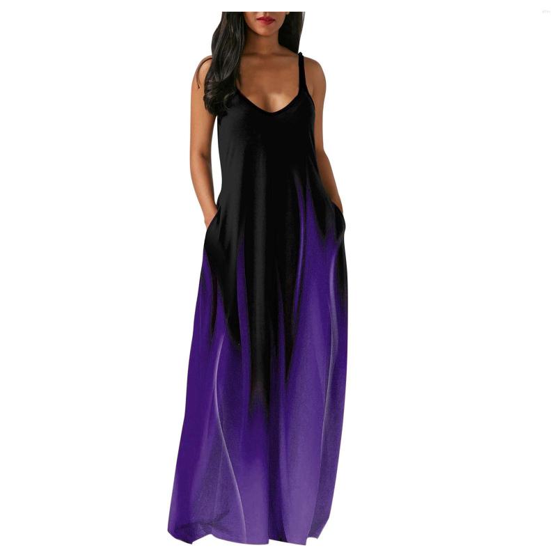 Casual Dresses Summer Dress Women Sleeveless Spaghetti Strap Maxi Long Party Streetwear Tie Dye Gradient Print Sundress Robe Vestidos