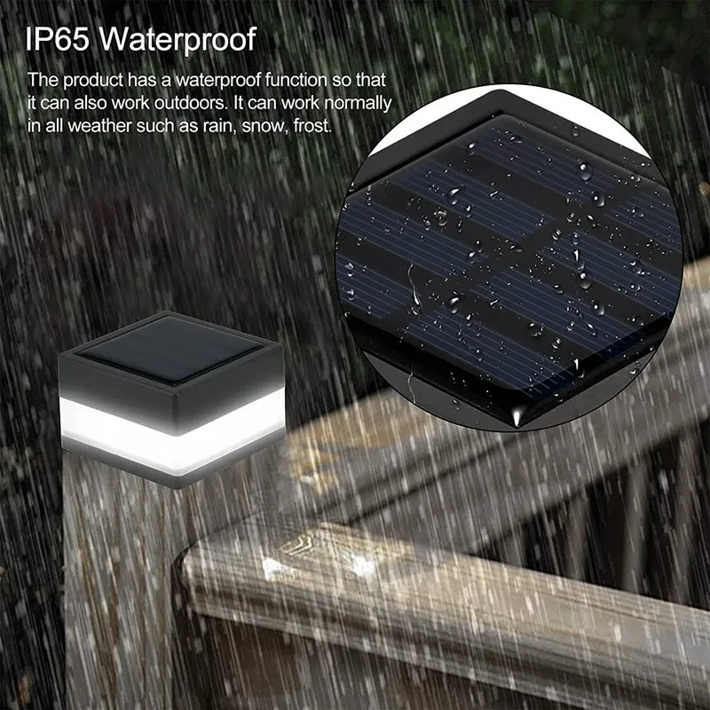 Solar Panel Fence Light Outdoor Waterproof Garden Solar Post Lights Solar Flood Lights With Battery For Pathway Front Yard Backyards Gate Landscaping 
