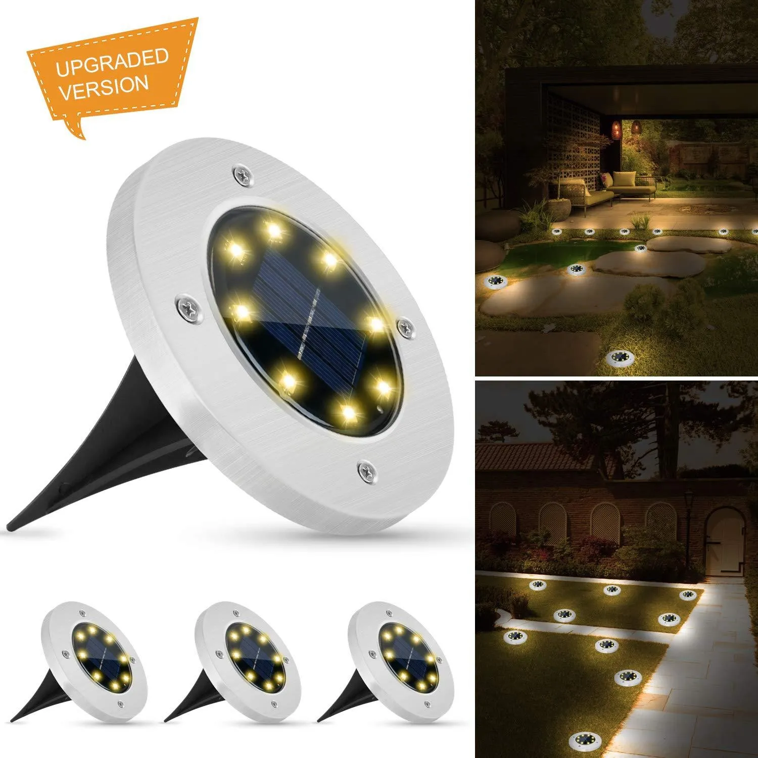 4/8/16 LED Solar Powered Ip65 Waterproof Light For Home Yard Driveway Lawn Road Ground Deck Garden Pathway Floor Mounted Lawn Lamp Outdoor Underground