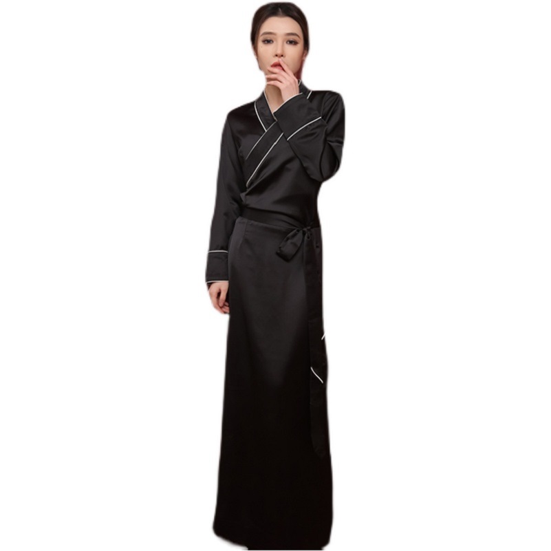Tibetan Trend Women Black Clothing Sichuan Tibet QingHai Ethnic Style POP Robe Lhasa Bola Gown Clothing Lady