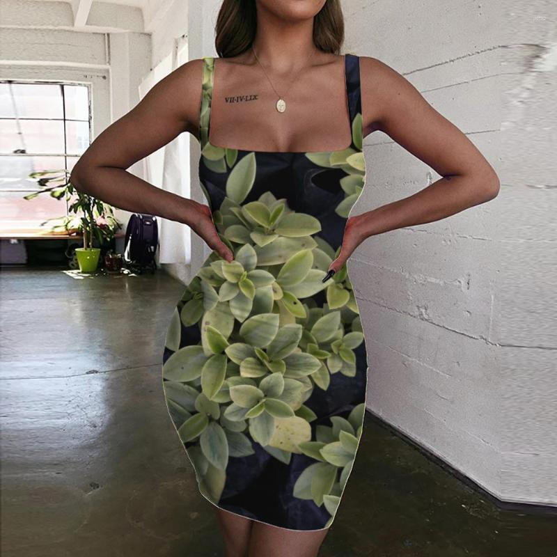 Casual Dresses Giyu Brand Dress Women Flowers 3d Print Blue Vestido Sexy Art Halter Sleeveless Womens Clothing Summer Short