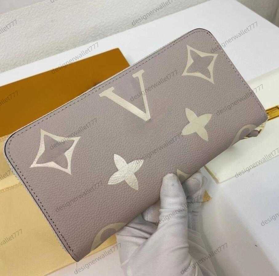 Luxury womens designer wallet ladies khaki crafty leather zipper long wallets felicie card holder purse coin purse high quality