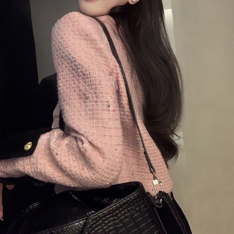 Women's Jackets Elegant Womens Tweed Cropped Tops Korean Fashion Short Jackets Slim Vintage Coats Sweet Chic Outwear Spring Casual Chaquetas 2307