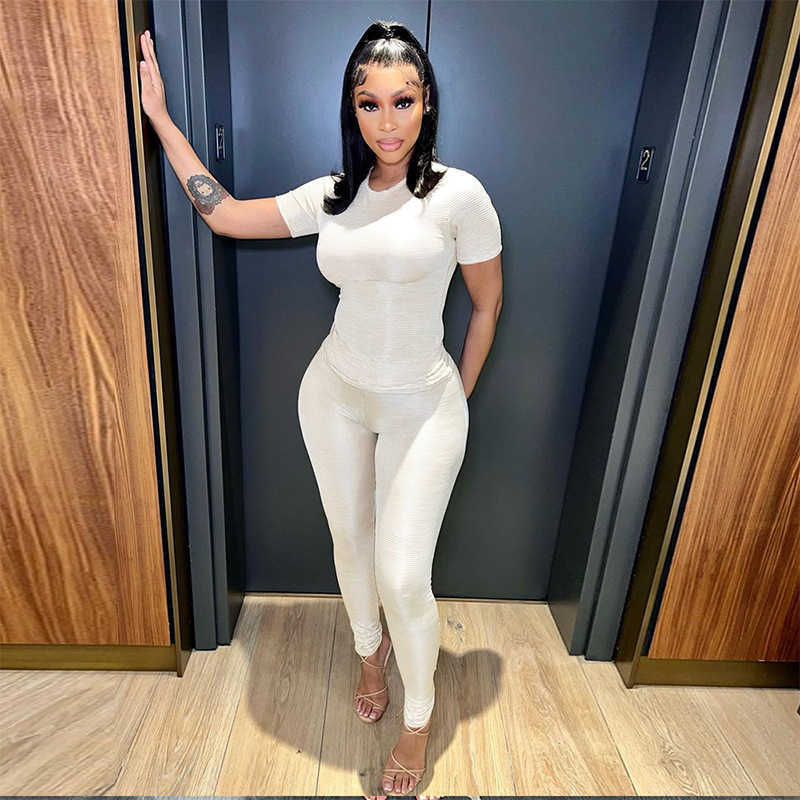 Womens 2023 Summer New Breathable Skincare Short Sleeve T-shirt Top Pants Casual Set