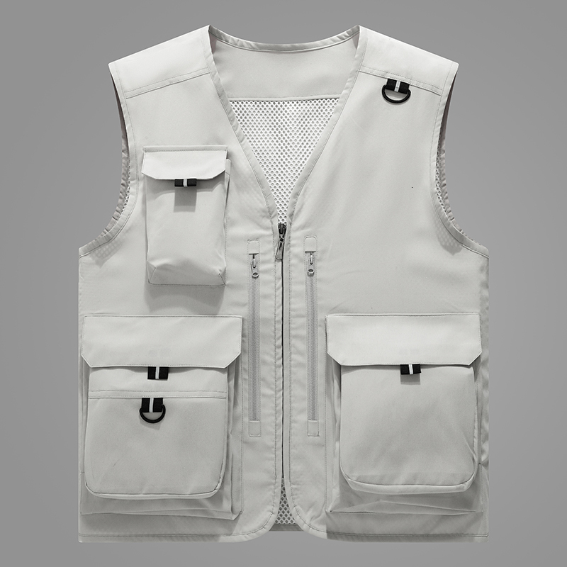 Men's Vests Fashion Multi Pockets Vest Jacket Men Outdoor Fishing Sports Vests Waistcoat Mens Summer Cargo Sleeveless Jacket Vest Outerwear 23072