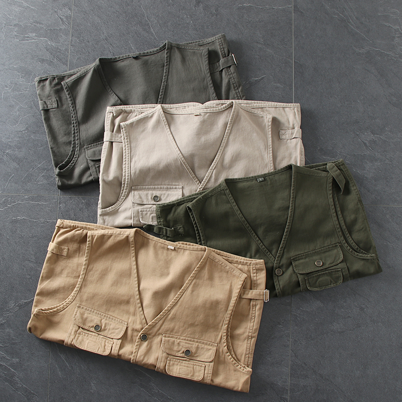 Men's Vests Ropa Hombre American Trend Multi-pocket Tooling Vest Men's Short Japanese Retro Casual Vest Jacket Top Men's Clothing 23072