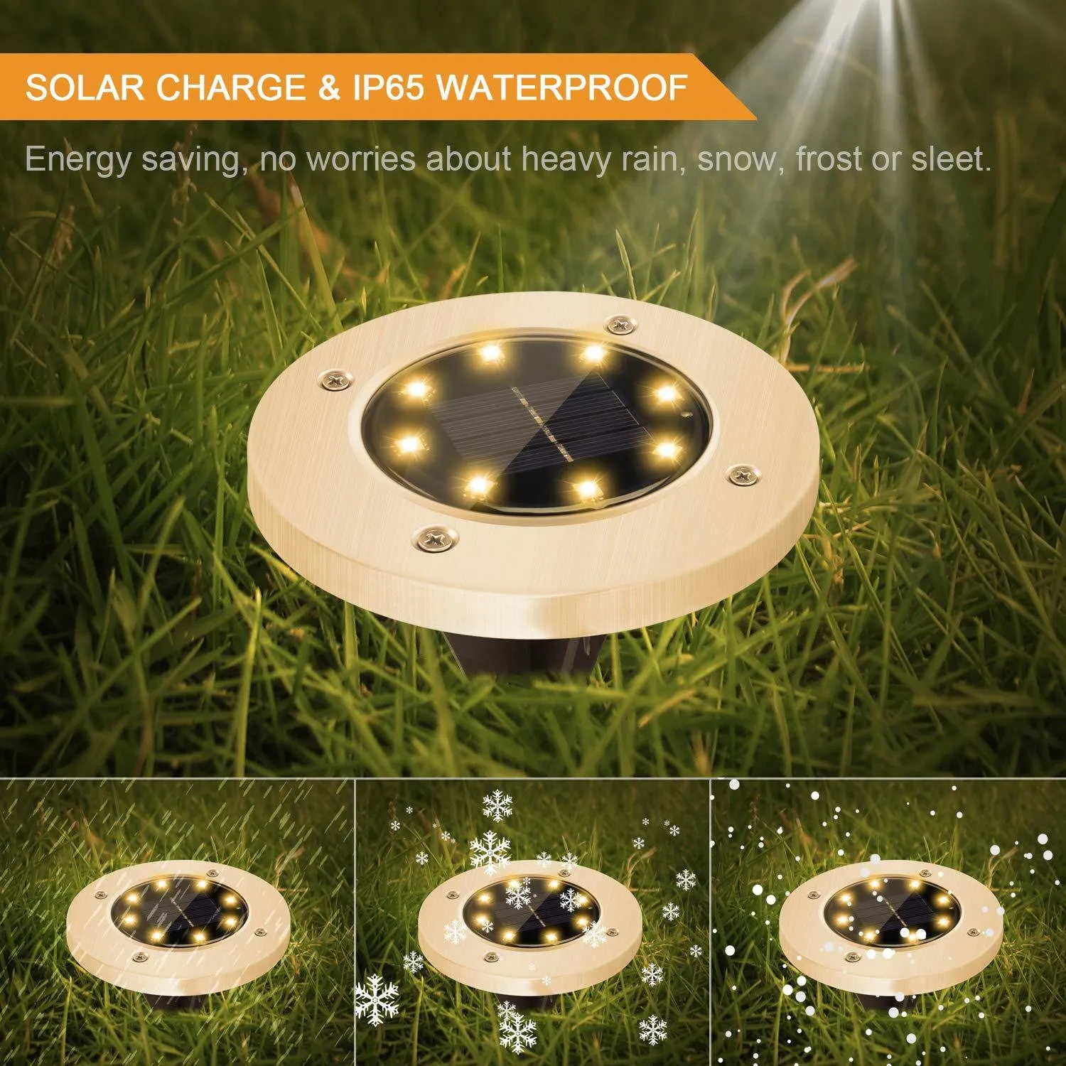 4/8/16 LED Solar Powered Ip65 Waterproof Light For Home Yard Driveway Lawn Road Ground Deck Garden Pathway Floor Mounted Lawn Lamp Outdoor Underground