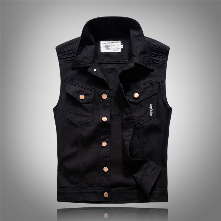 Men's Vests Men Black Denim Vests Jackets Waistcoats Printed Denim Coats Vests Fashion Male Cotton Slim Jeans Waistcoats Jackets Vests 5 230721