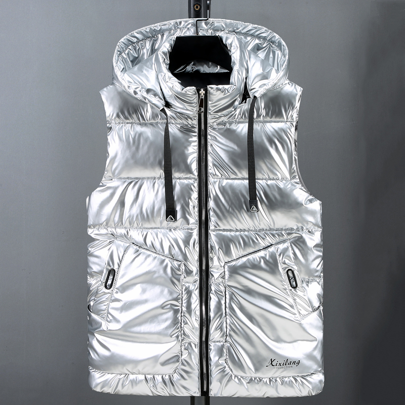 Men's Vests Autumn Winter Men's Sleeveless Jackets Hooded Casual Zipper Warm Stand Collar Puffer Vest Men Cotton Padded Waistcoat 230721