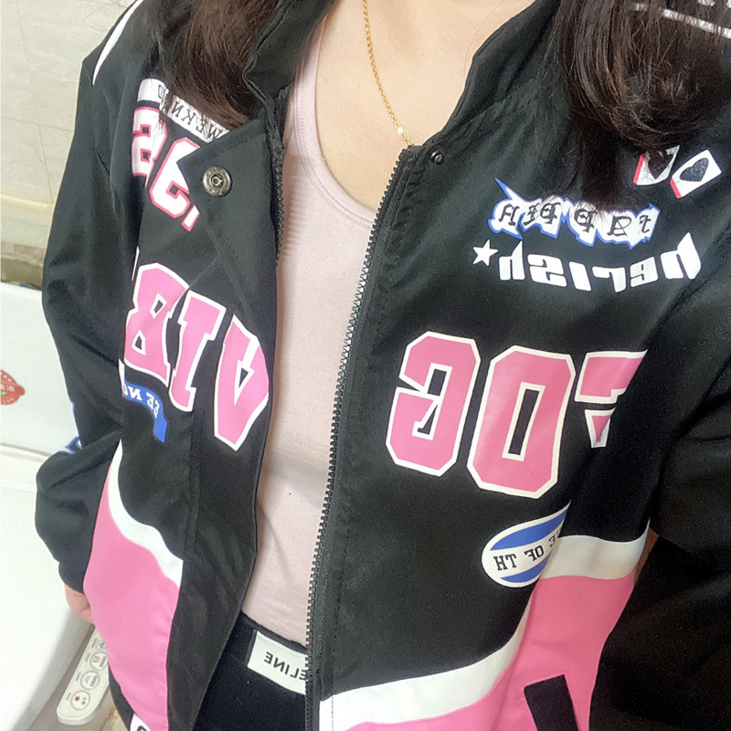 Women's Jackets Blue Pink Fashion Sweet Women Bomber Jackets Y2k Oversize Coat Thick Zipper Men Varsity Jackets Loose Retro Outwear Clothes 23072