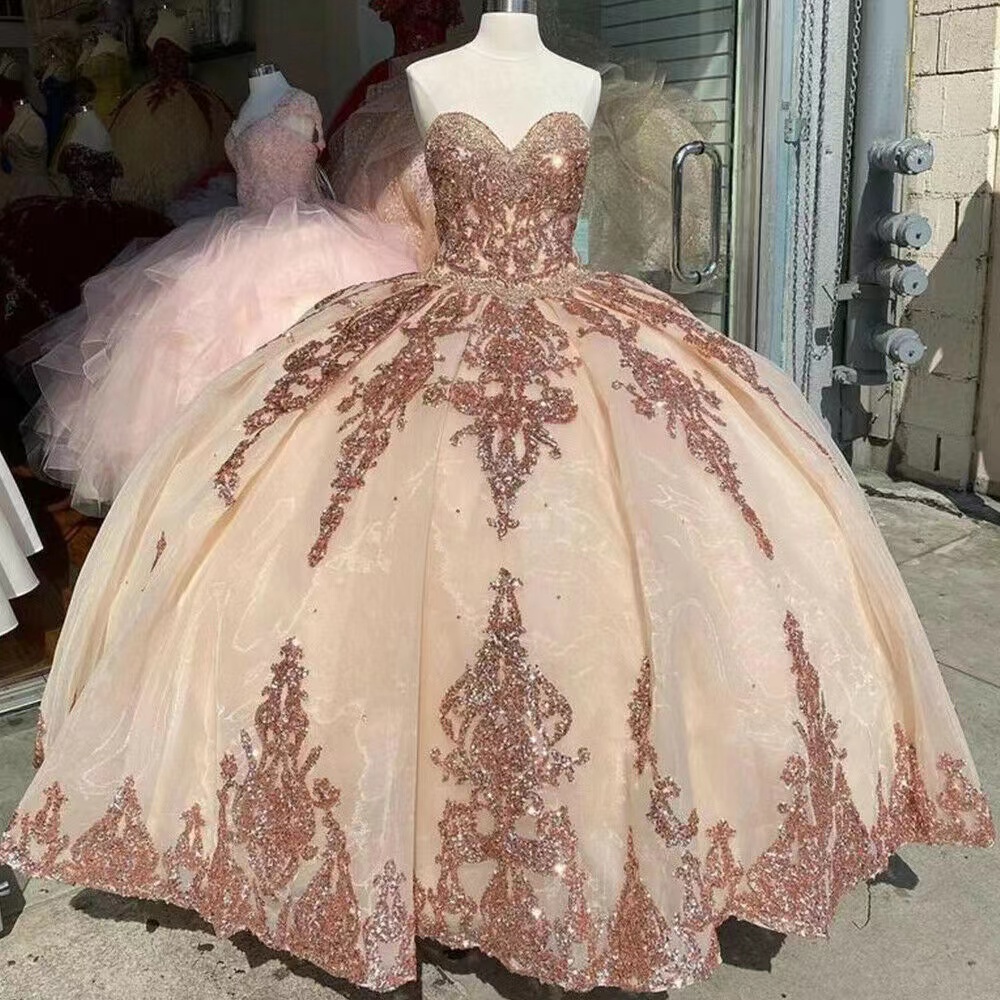 long sleeve lace red Quinceanera Dresses Ball Gown For Sweet 16 Dress Bow Sequins Graduation Party Princess Gowns Vestido De 15 Anos pink princess Plus Size wed dress