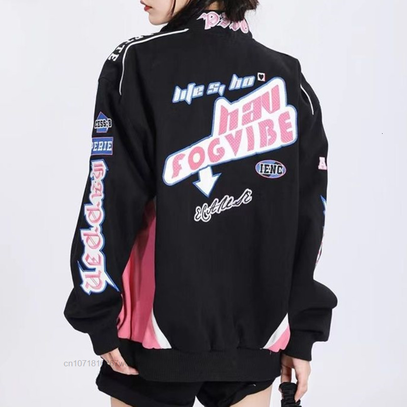 Women's Jackets Blue Pink Fashion Sweet Women Bomber Jackets Y2k Oversize Coat Thick Zipper Men Varsity Jackets Loose Retro Outwear Clothes 23072
