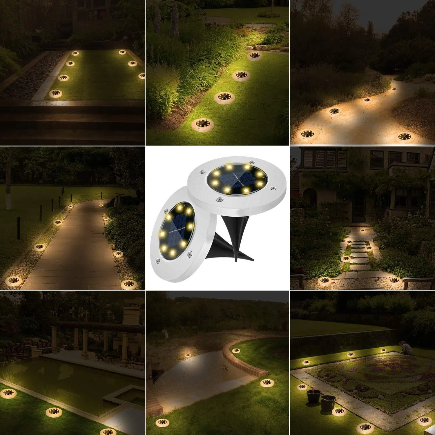 4/8/16 LED Solar Powered Ip65 Waterproof Light For Home Yard Driveway Lawn Road Ground Deck Garden Pathway Floor Mounted Lawn Lamp Outdoor Underground