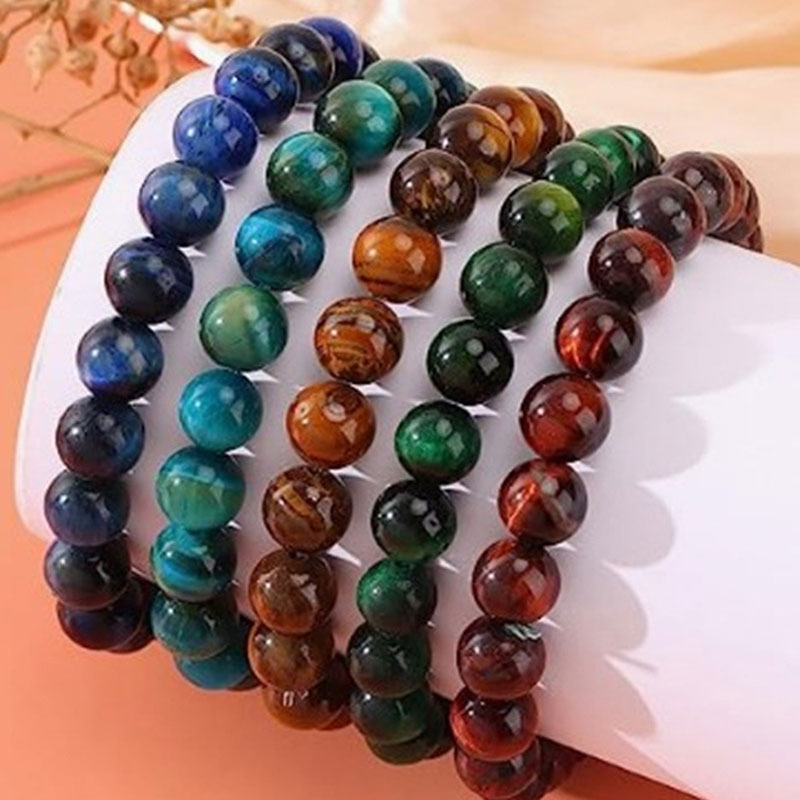 8mm Natural Stone Handmade Beaded Strands Charm Bracelets 5pcs Set Party Club Yoga Sports Jewelry For Men Women