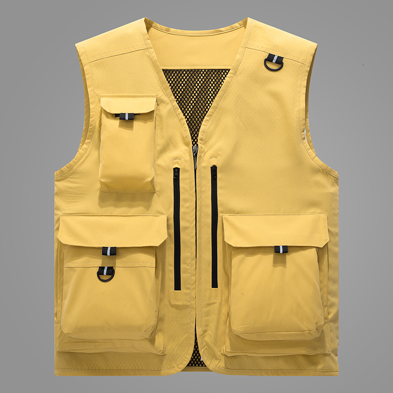 Men's Vests Fashion Multi Pockets Vest Jacket Men Outdoor Fishing Sports Vests Waistcoat Mens Summer Cargo Sleeveless Jacket Vest Outerwear 23072