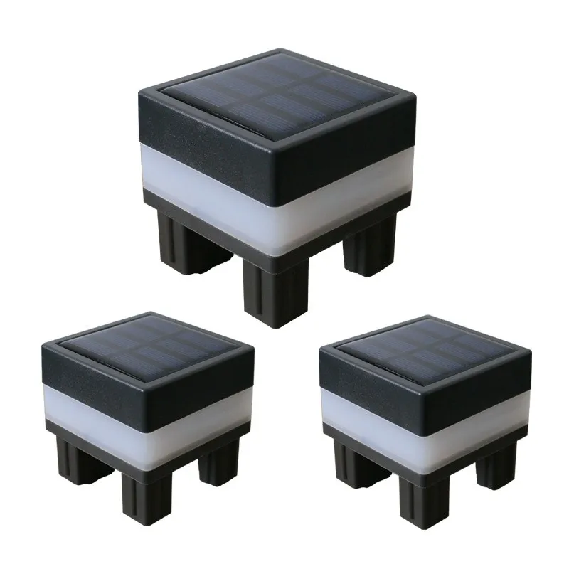 2x2 Solar Panel Post Cap Solar Lights Square Outdoor Waterproof Solar Powered Pillar Light For Wrought Iron Fence Front Yard Backyards Gate Landscapin