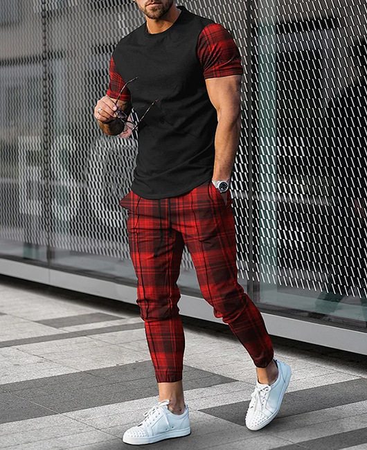 Men's Tracksuits Fashion Men Tshirt Suit Tracksuit 3D Printed Sportswear Short Sleeve T-shirt Long Pants Streetwear 2 Piece Set Male Clothes 2307