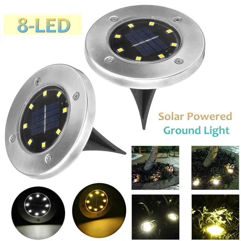 4/8/16 LED Solar Powered Ip65 Waterproof Light For Home Yard Driveway Lawn Road Ground Deck Garden Pathway Floor Mounted Lawn Lamp Outdoor Underground