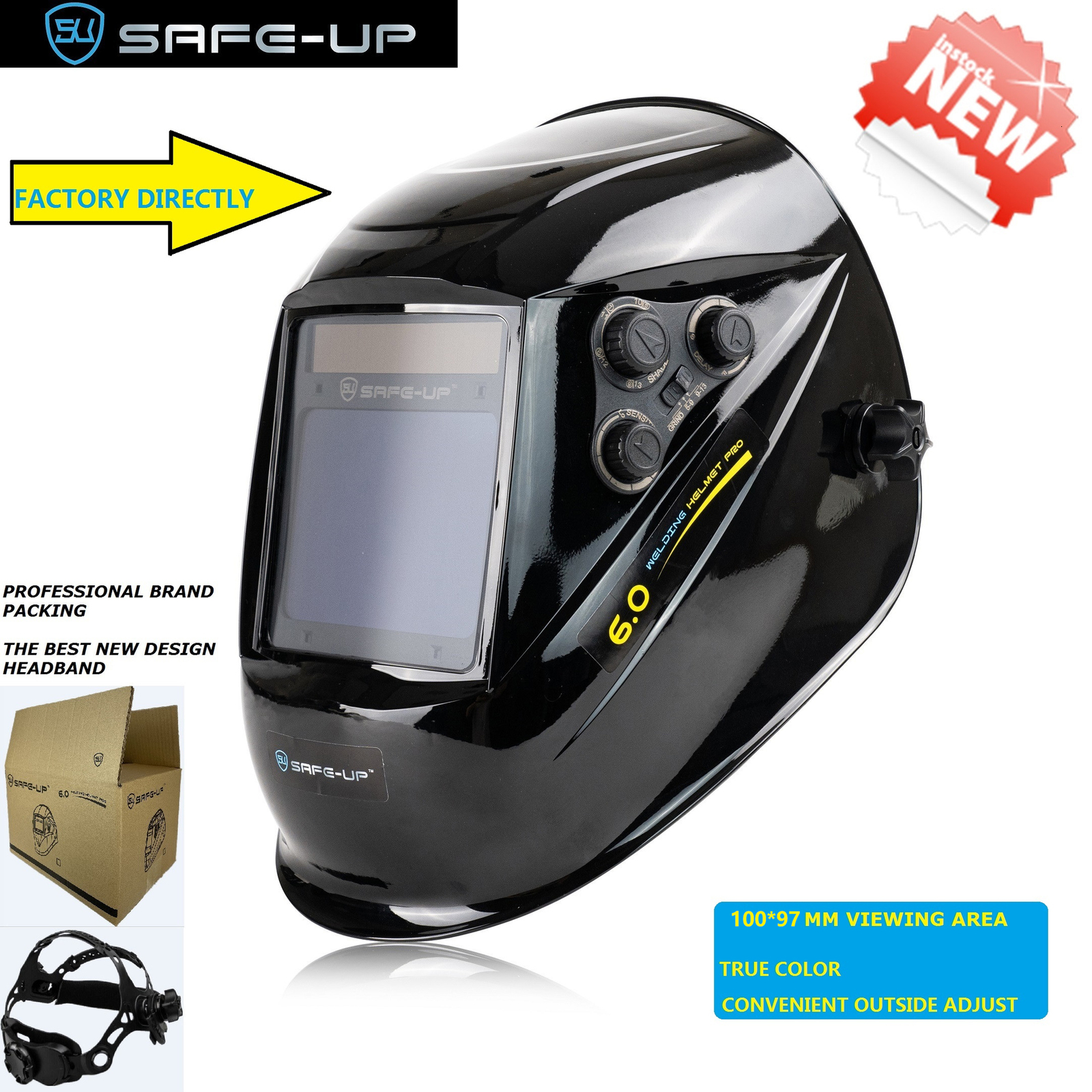 Welding Helmets SAFE-UP MIG MAG TIG TRUE Color 4 Sensors Solar Cell Powered Expensive Auto Darkening Welding Helmet Welding Mask 230721