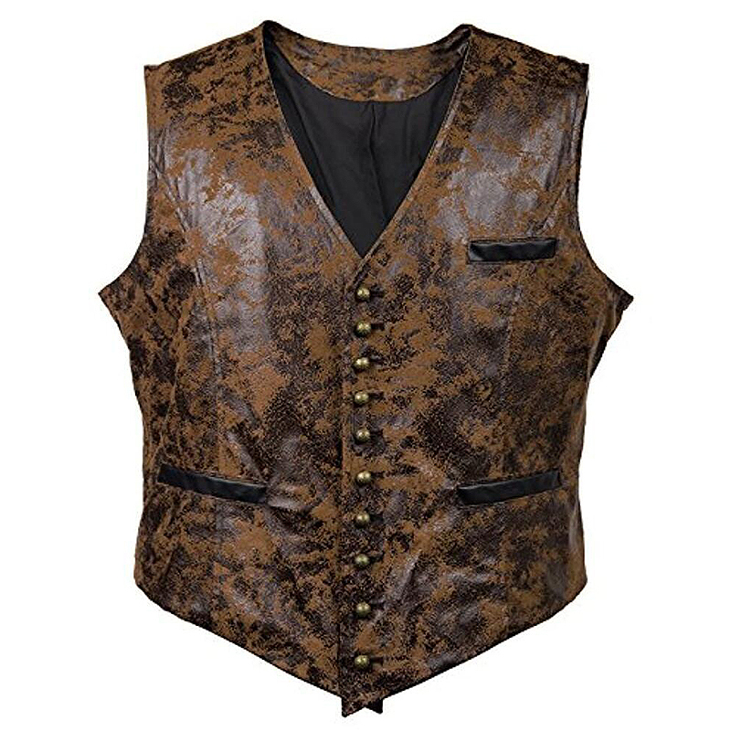 Men's Vests Men Gothic Suede Vest Rivet Button Single Breasted V Neck Waistcoat Men Victorian Aristocrat Mens Cosplay Costume 3XL 230721