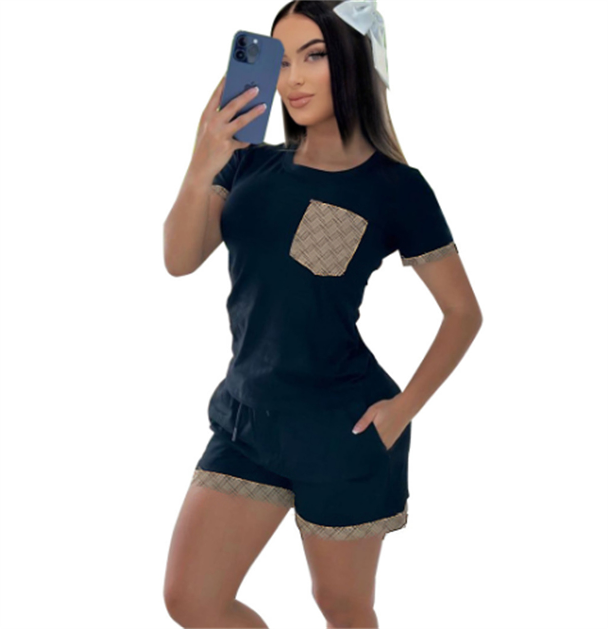 Summer Women Tracksuits Two Piece Outfits Short Sleeve T Shirt Tops and Sportswear Joggers Suit short sleeve tees trousers clothing