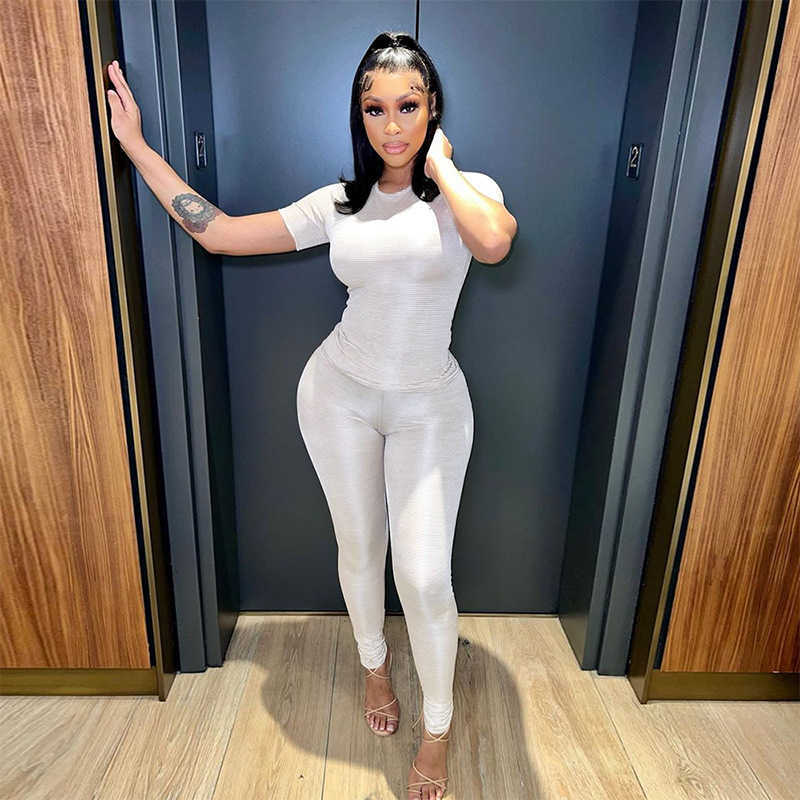 Womens 2023 Summer New Breathable Skincare Short Sleeve T-shirt Top Pants Casual Set