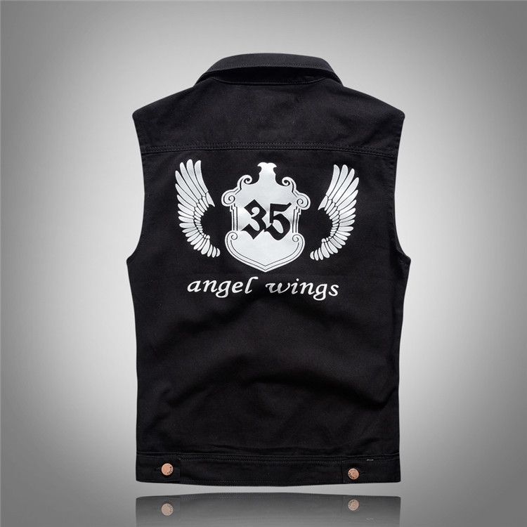 Men's Vests Men Black Denim Vests Jackets Waistcoats Printed Denim Coats Vests Fashion Male Cotton Slim Jeans Waistcoats Jackets Vests 5 230721