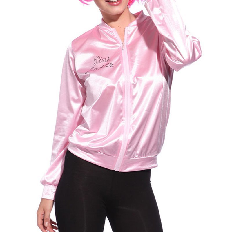 Women's Jackets Basic Coats Solid Tracksuit for Women Jacket Ladies Retro Jacket Women Fancy Dress Grease Costume Pink 230721