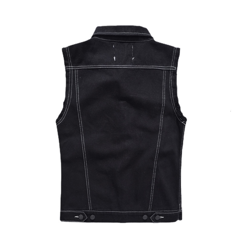 Men's Vests Men Black Denim Vests Jackets Waistcoats Printed Denim Coats Vests Fashion Male Cotton Slim Jeans Waistcoats Jackets Vests 5 230721